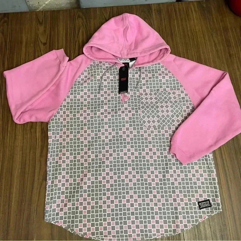 Levi's Skateboarding Hoodie Pink Gray Heavyweight Sweater Mens Size M New